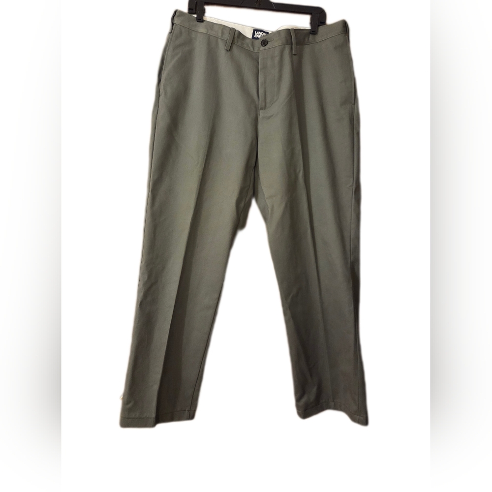 Lands End Olive Green Trousers Chinos Classic Preppy Size 37